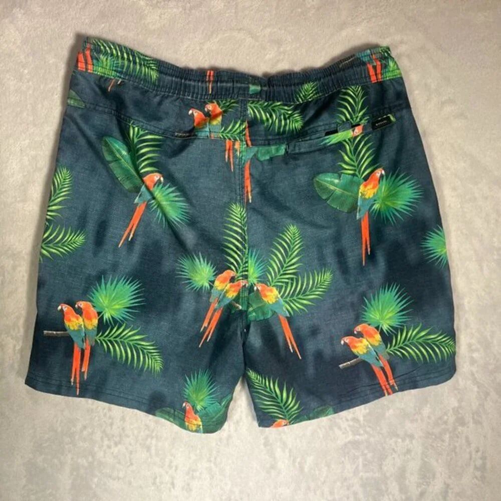 Rip Curl Lay Days Boardshorts Mens M Swim Trunks Parrot Palm Tree Tropical‎ Surf